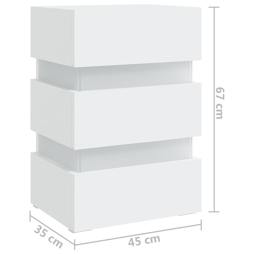 326846 vidaXL Nachtkastje LED 45x35x67 cm bewerkt hout wit