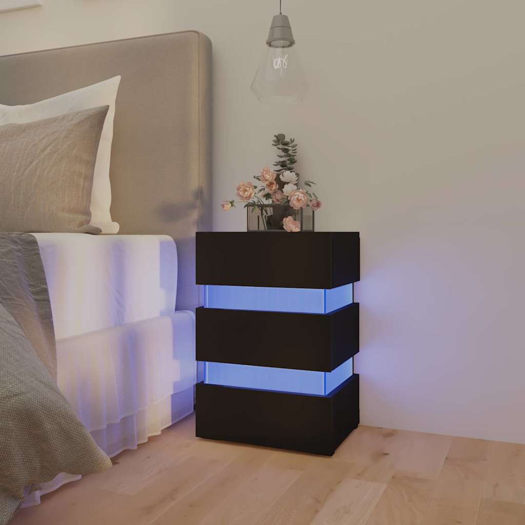 326846 vidaXL Nachtkastje LED 45x35x67 cm bewerkt hout wit