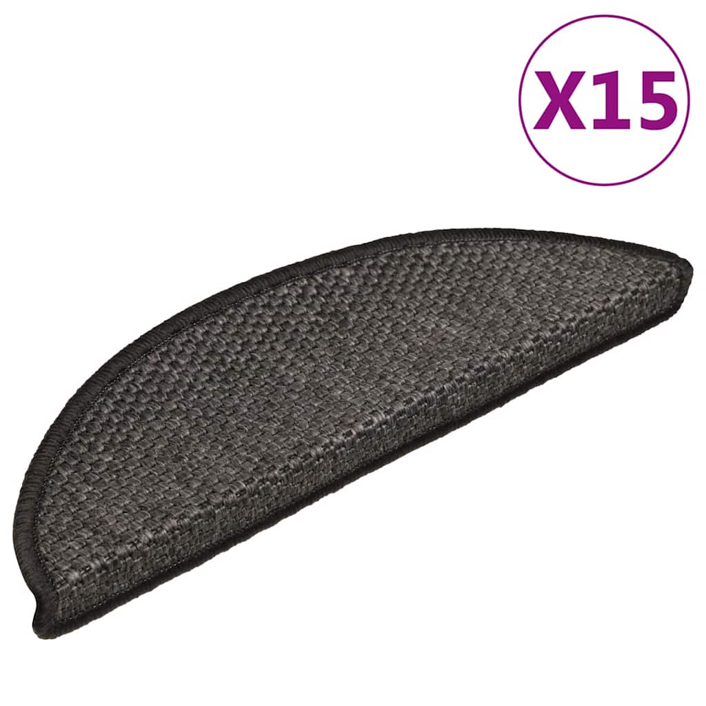 vidaXL Self-Adhesive Stair Mats 15 pcs Sisal-Look 56x17x3 cm Platinum-coloured
