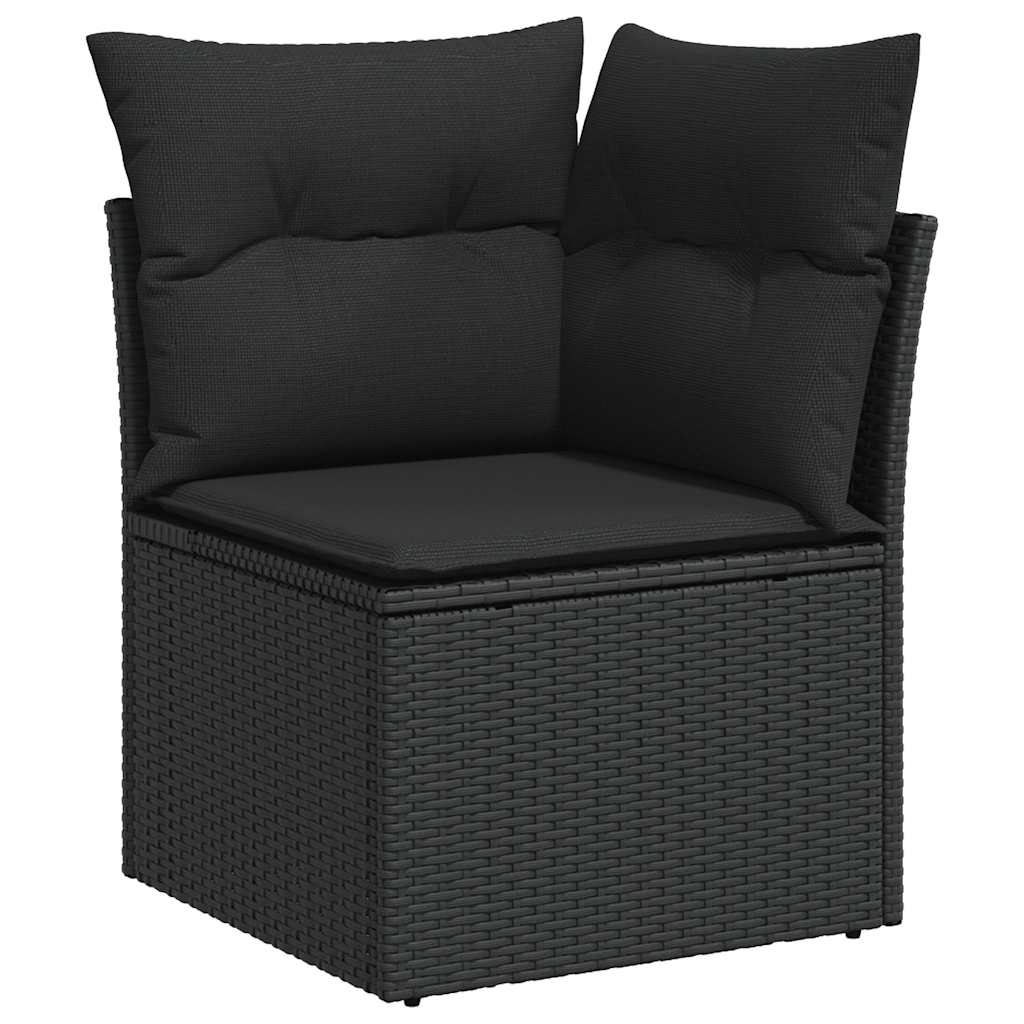 vidaXL 8-Piece Poly Rattan Lounge Set with Cushions Black
