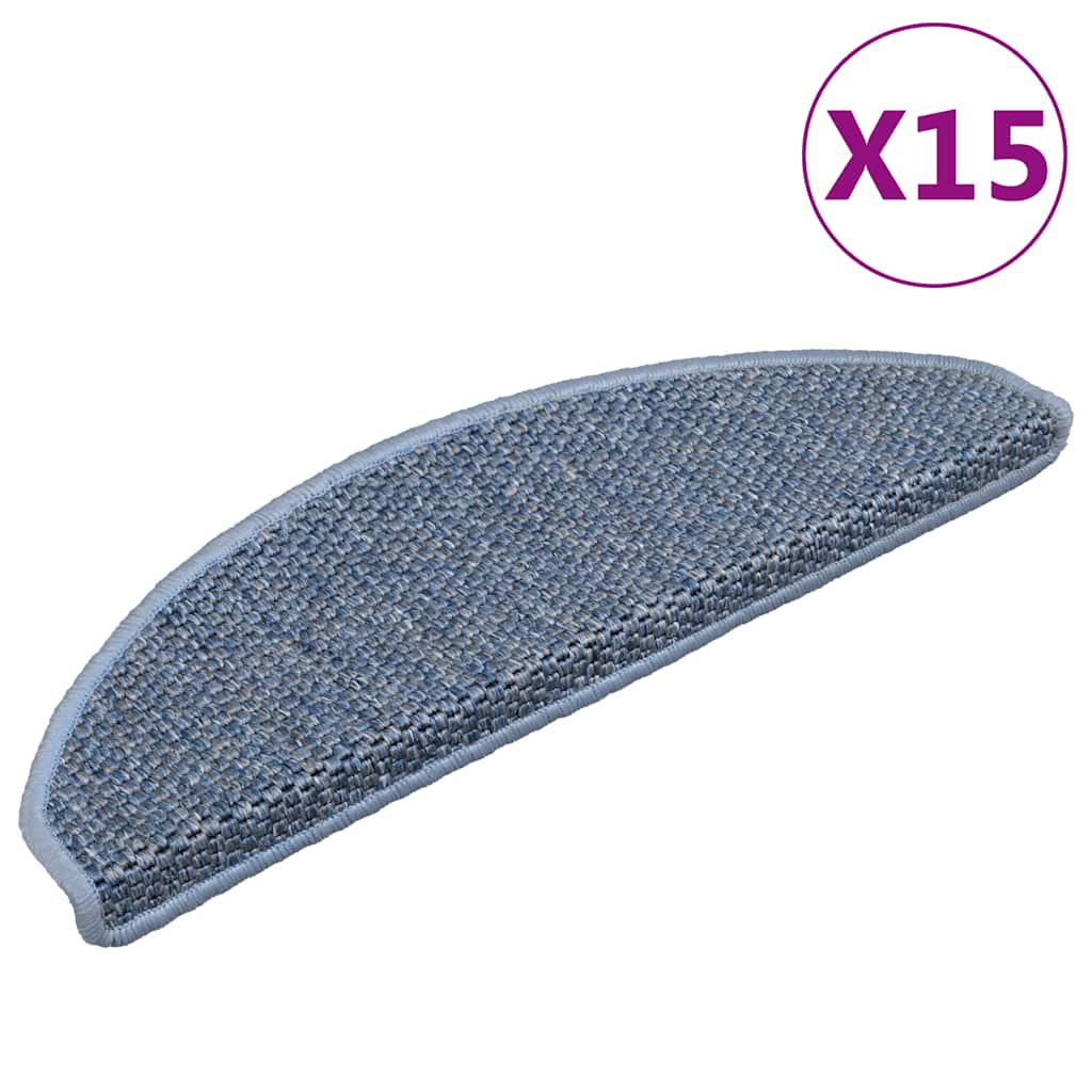 vidaXL Self-Adhesive Stair Mats 15 pcs Sisal-Look 56x17x3 cm Platinum-coloured