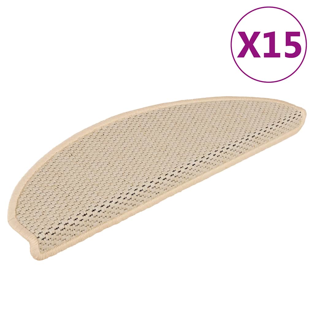 vidaXL Self-Adhesive Stair Mats 15 pcs Sisal-Look 56x17x3 cm Platinum-coloured