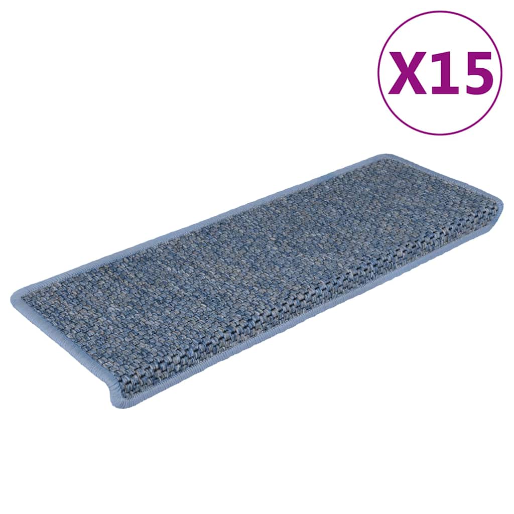 vidaXL Trapmatten zelfklevend 15 st sisal-look 65x21x4 cm platinakleur