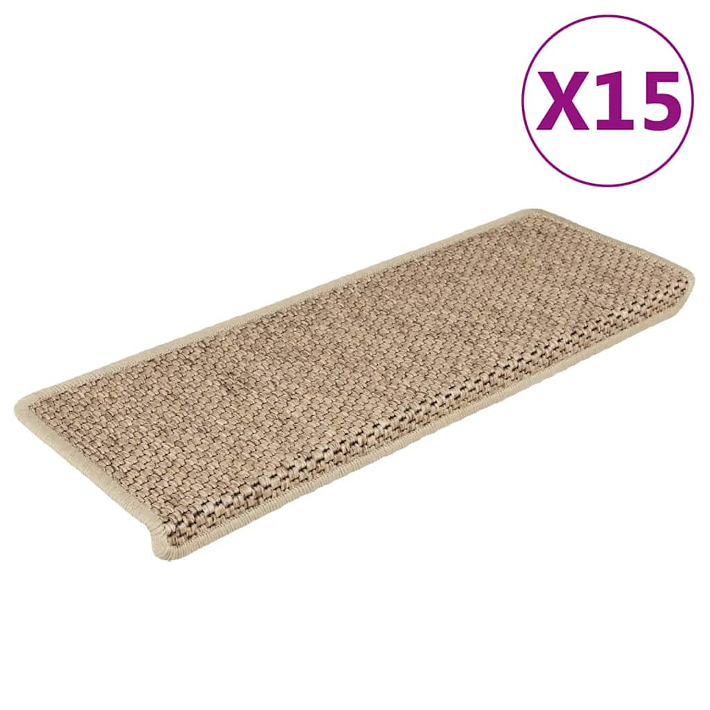 vidaXL Trapmatten zelfklevend 15 st sisal-look 65x21x4 cm platinakleur