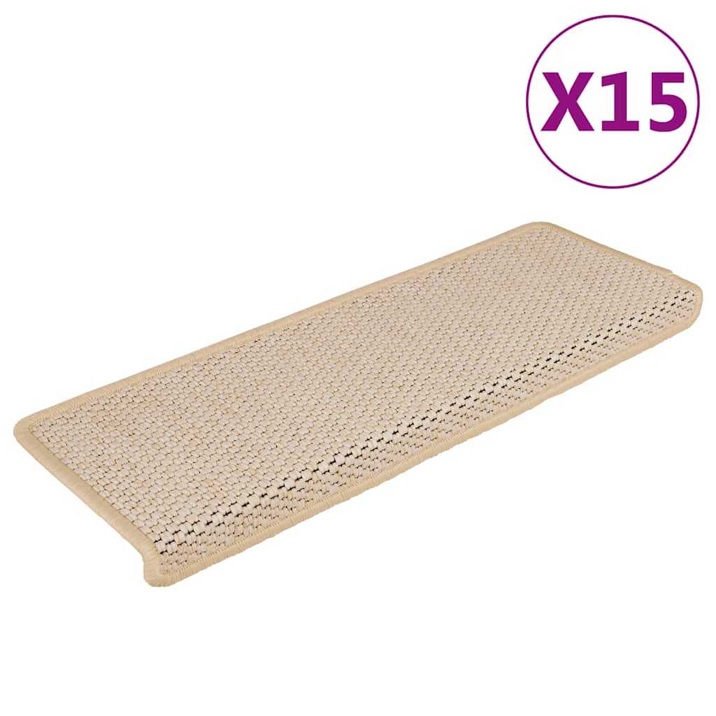 vidaXL Trapmatten zelfklevend 15 st sisal-look 65x21x4 cm platinakleur