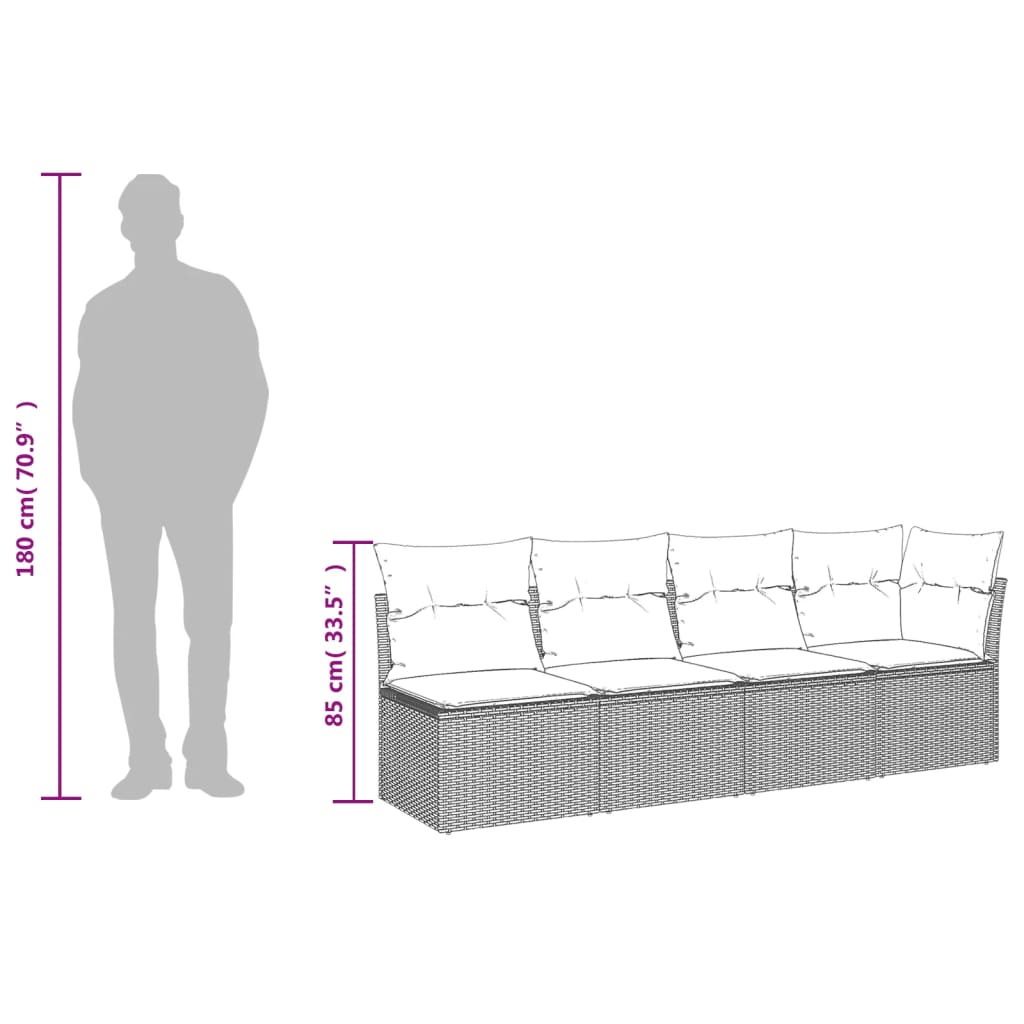 vidaXL 9-delige Loungeset met kussens poly rattan zwart