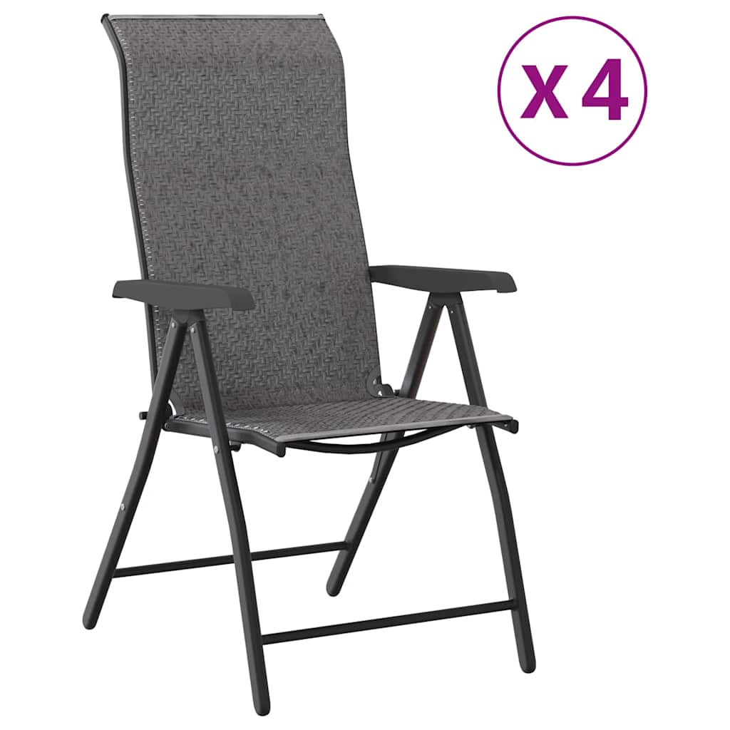 vidaXL Tuinstoelen 4 st inklapbaar poly rattan bruin
