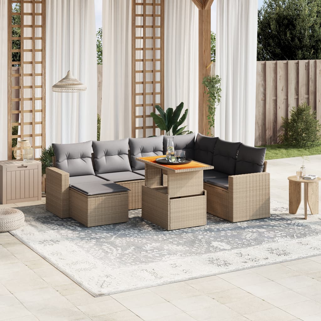 vidaXL 8-delige Loungeset met kussens poly rattan zwart