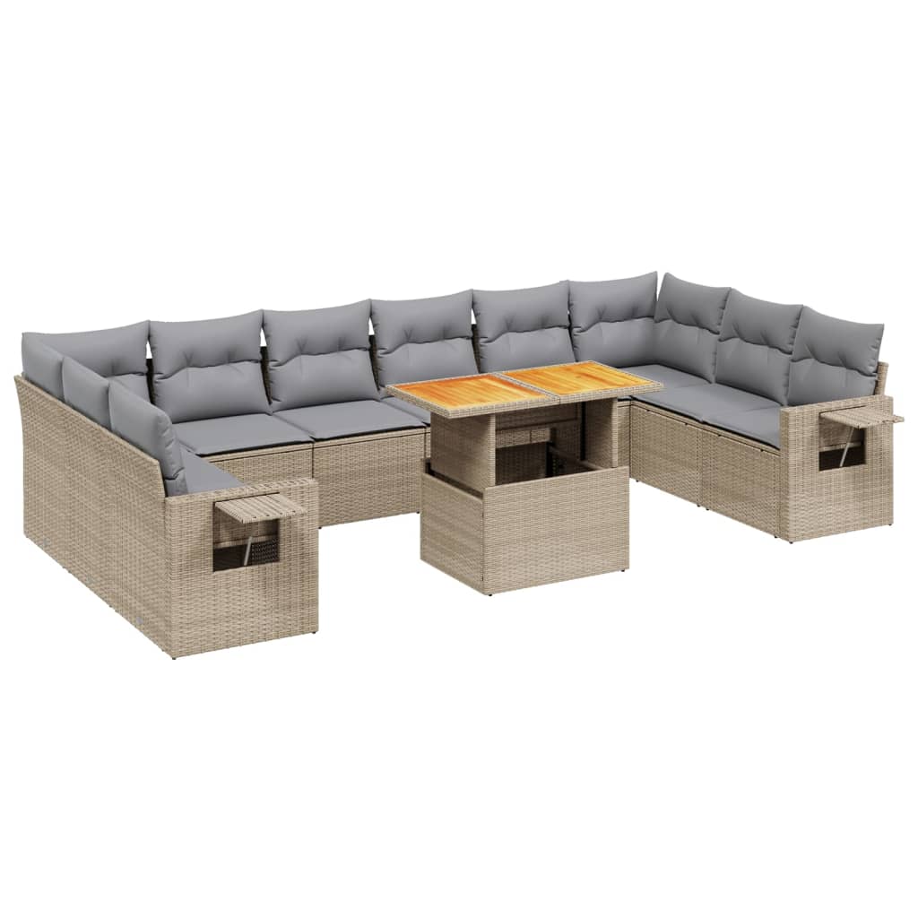 vidaXL 11-delige Loungeset met kussens poly rattan zwart