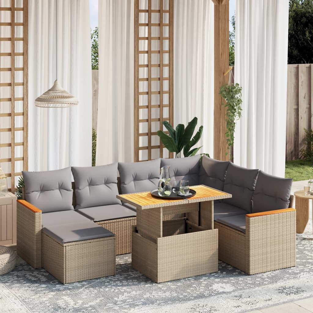 vidaXL 8-delige Loungeset met kussens poly rattan zwart
