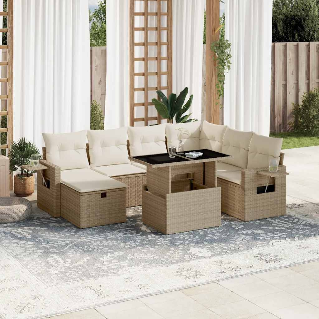 vidaXL 8-piece Lounge Set with Cushions Poly Rattan Black
