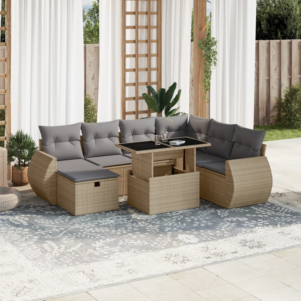 vidaXL 8-delige Loungeset met kussens poly rattan zwart