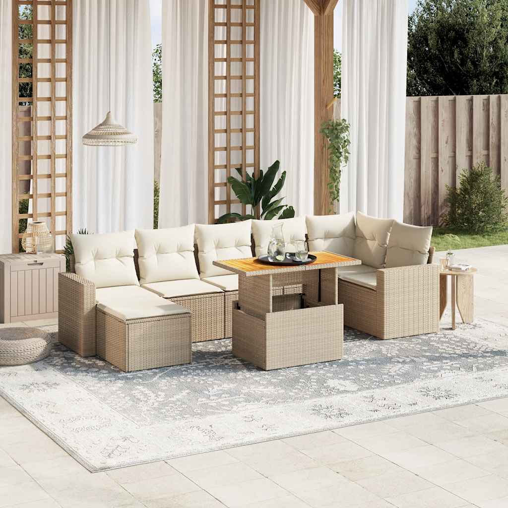 vidaXL 8-delige Loungeset met kussens poly rattan zwart
