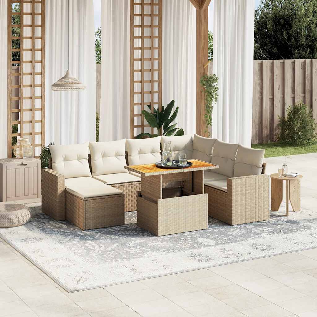 vidaXL 8-delige Loungeset met kussens poly rattan zwart