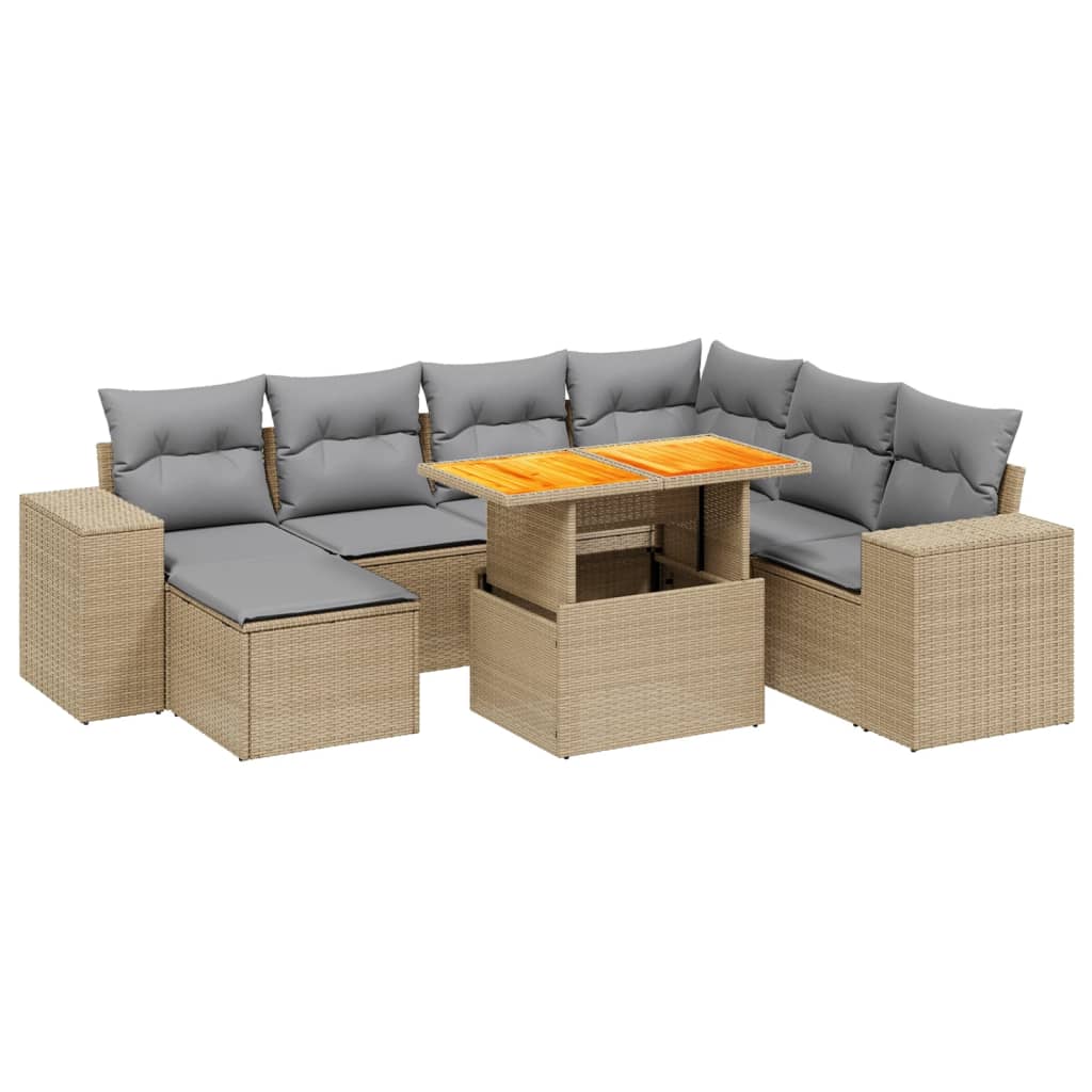vidaXL 8-delige Loungeset met kussens poly rattan zwart