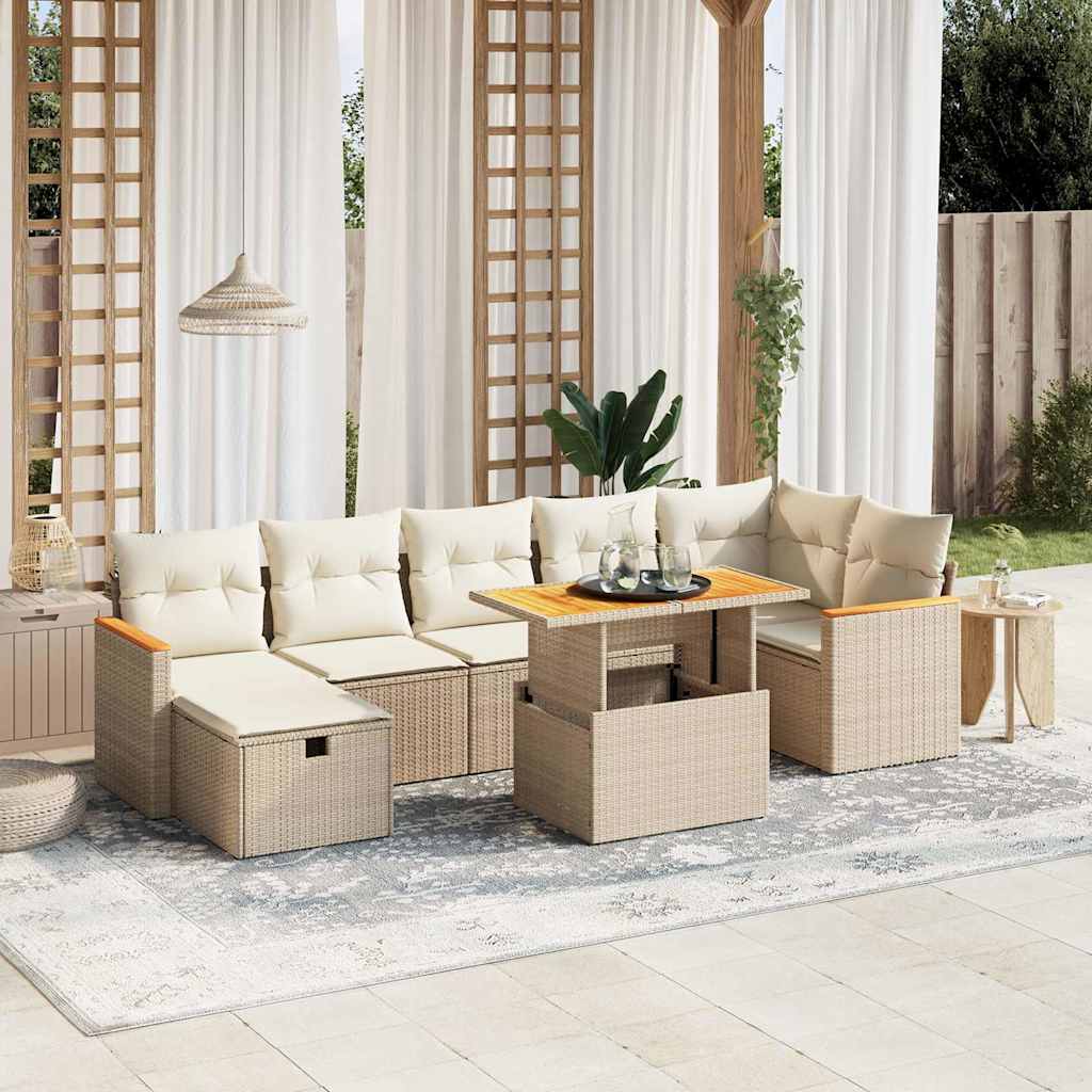 vidaXL 8-delige Loungeset met kussens poly rattan zwart
