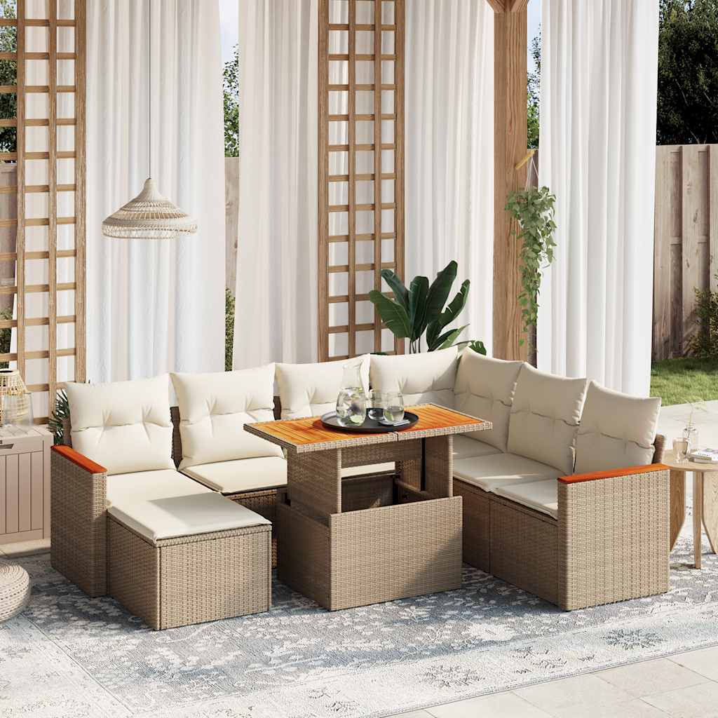 vidaXL 8-piece Lounge Set with Cushions Poly Rattan Black