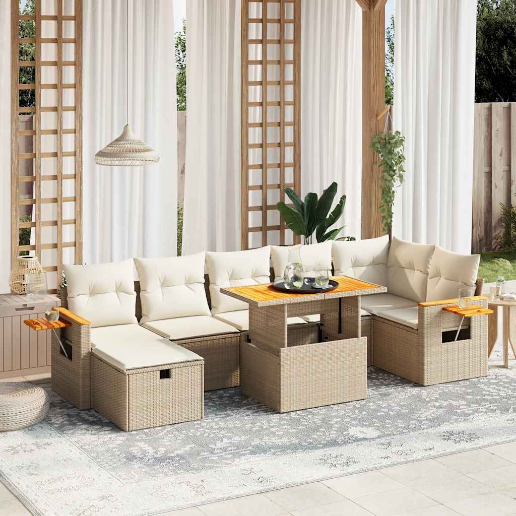 vidaXL 8-piece Lounge Set with Cushions Poly Rattan Black
