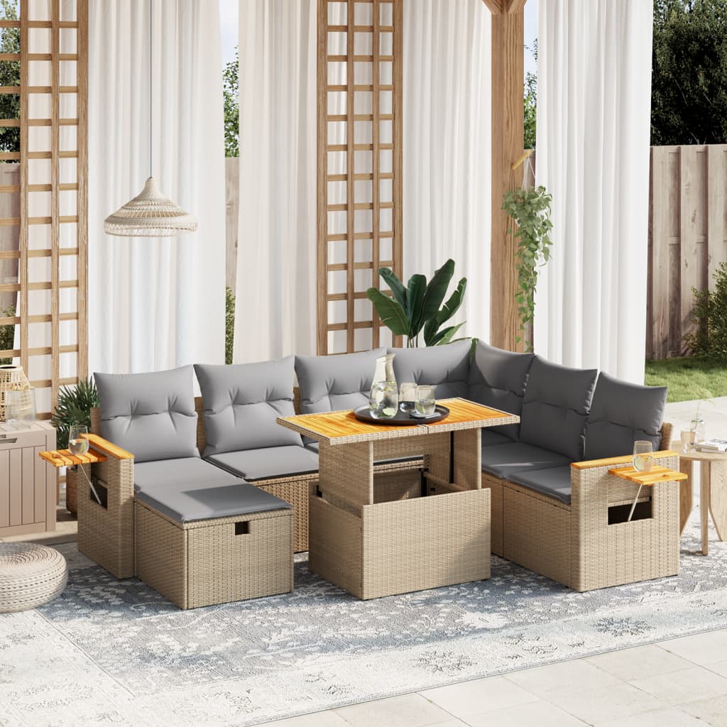 vidaXL 8-delige Loungeset met kussens poly rattan zwart