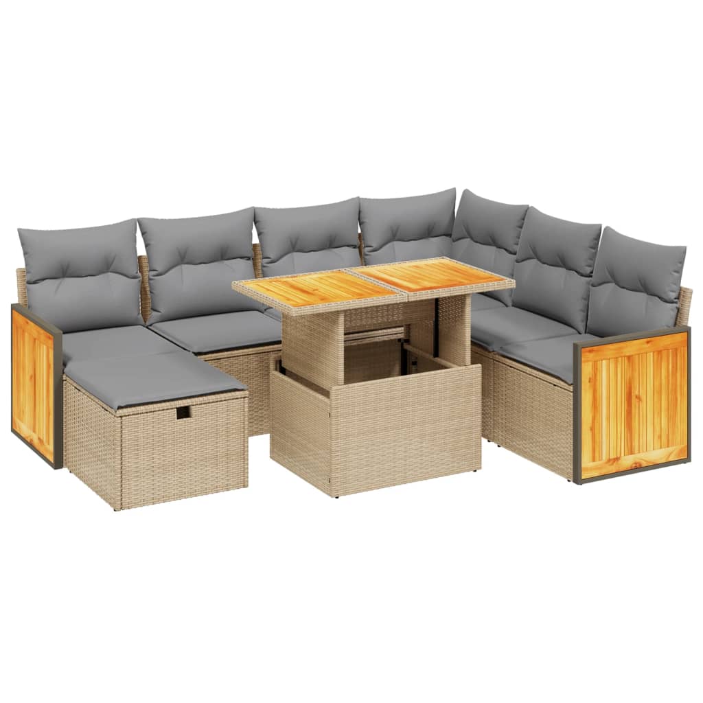 vidaXL 8-delige Loungeset met kussens poly rattan zwart