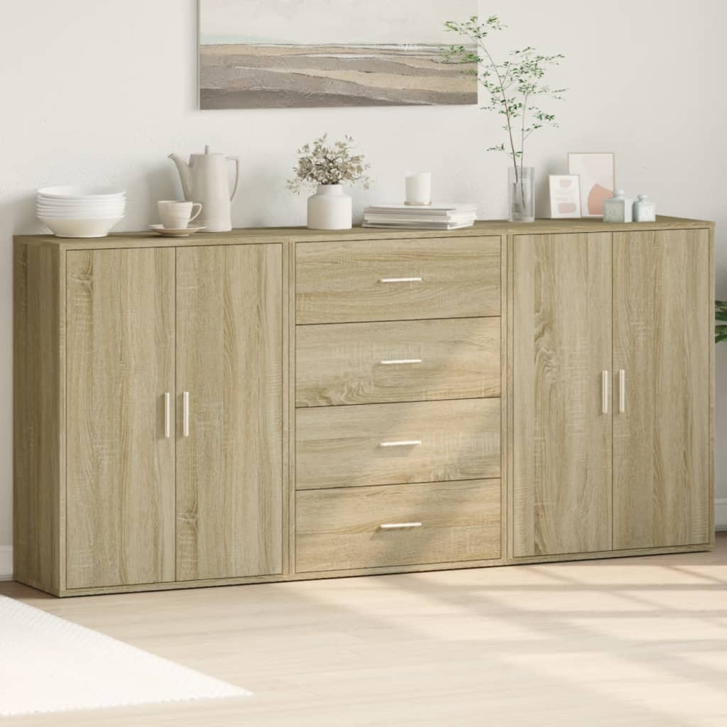 vidaXL Chest of Drawers 3 pcs 60x31x84 cm engineered wood white