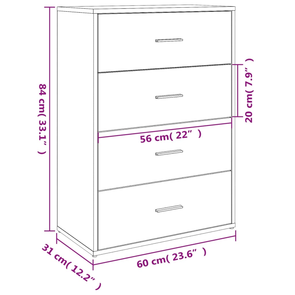 vidaXL Dressoirs 2 st 60x31x84 cm bewerkt hout wit