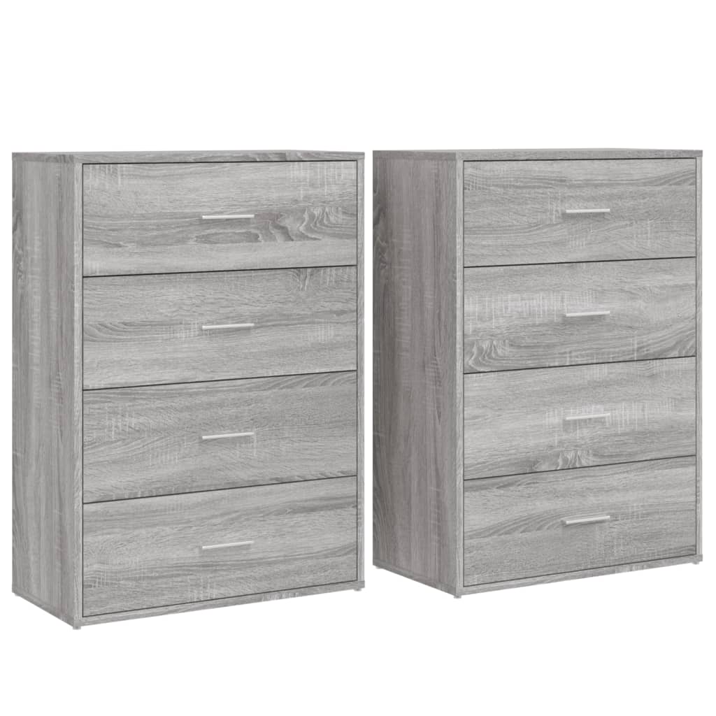 vidaXL Dressoirs 2 st 60x31x84 cm bewerkt hout wit