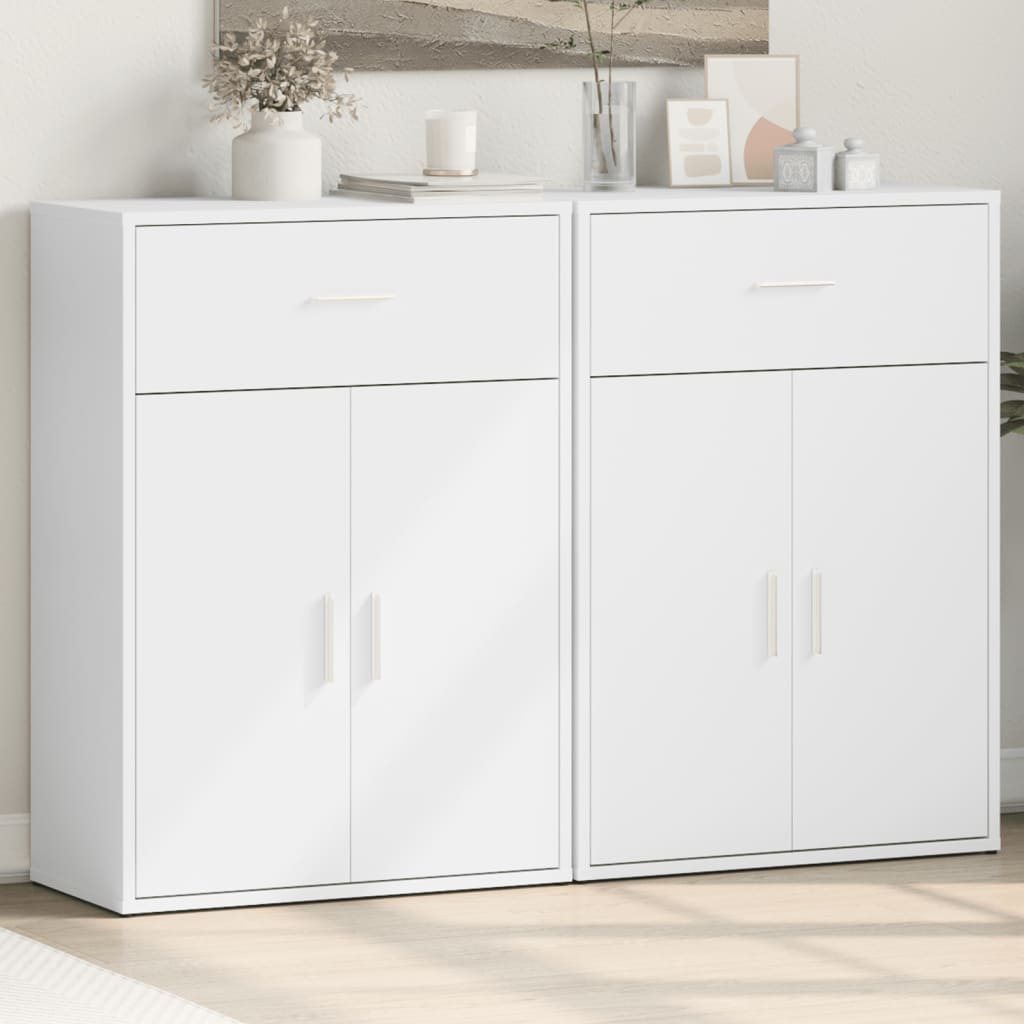vidaXL Dressoirs 2 st 60x30x84 cm bewerkt hout wit