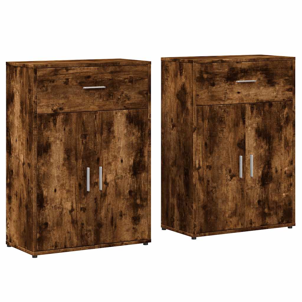 vidaXL Dressoirs 2 st 60x30x84 cm bewerkt hout wit
