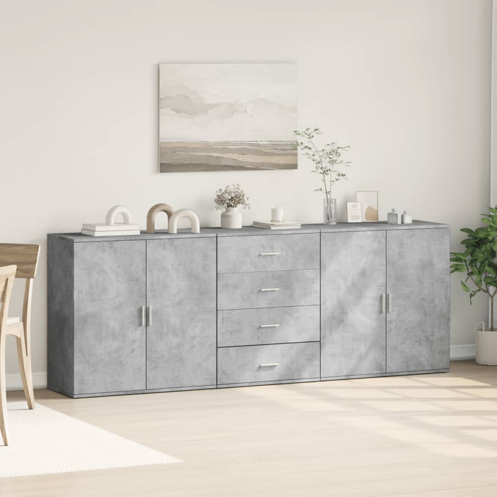 vidaXL Sideboards 3 pcs engineered wood white