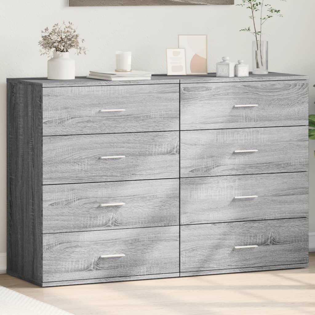vidaXL Dressoirs 2 st 60x39x80 cm bewerkt hout wit