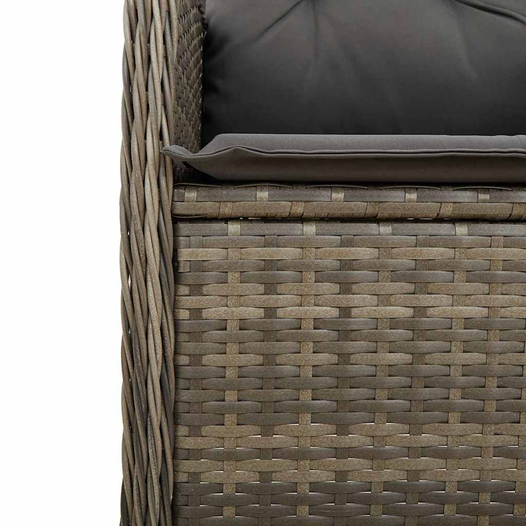 vidaXL 3-delige Bistroset met kussens poly rattan grijs