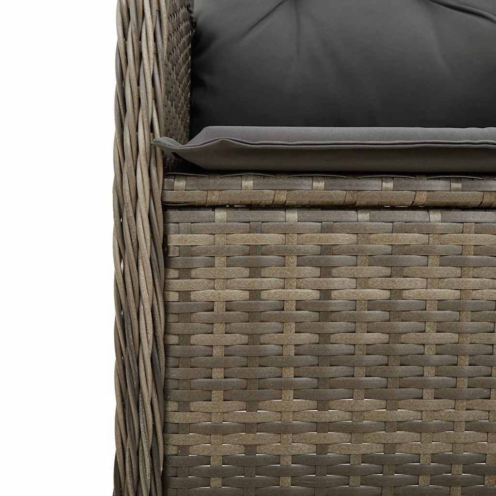 vidaXL 3-delige Bistroset met kussens poly rattan grijs