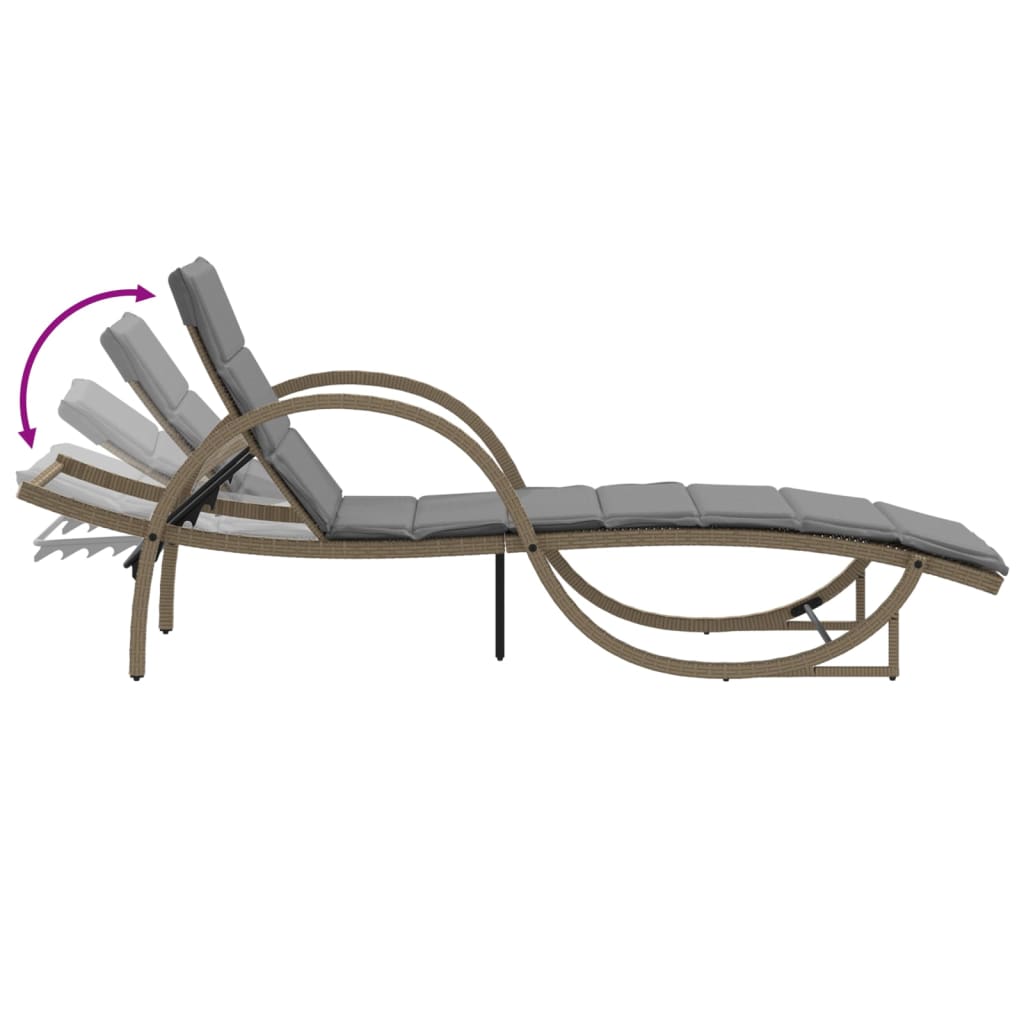 vidaXL Ligbedden 2 st met kussens poly rattan zwart