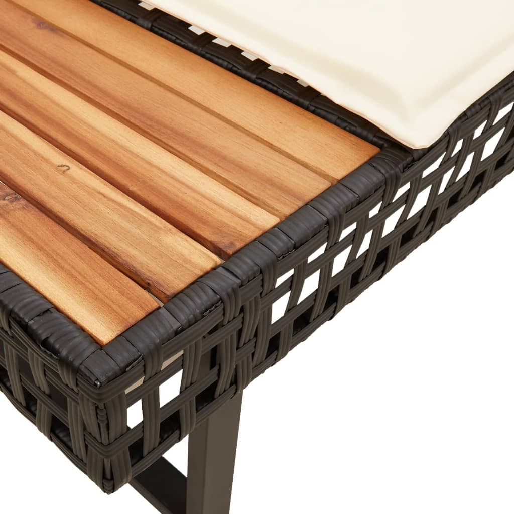vidaXL 2-delige Loungeset met kussens poly rattan en acaciahout zwart