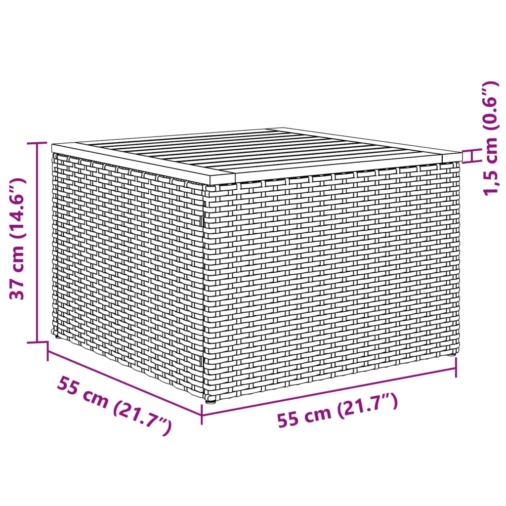 vidaXL 2-delige Loungeset met kussens poly rattan en acaciahout zwart
