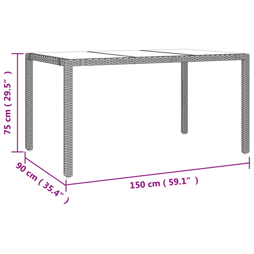 vidaXL 3-delige Tuinset met kussens poly rattan zwart