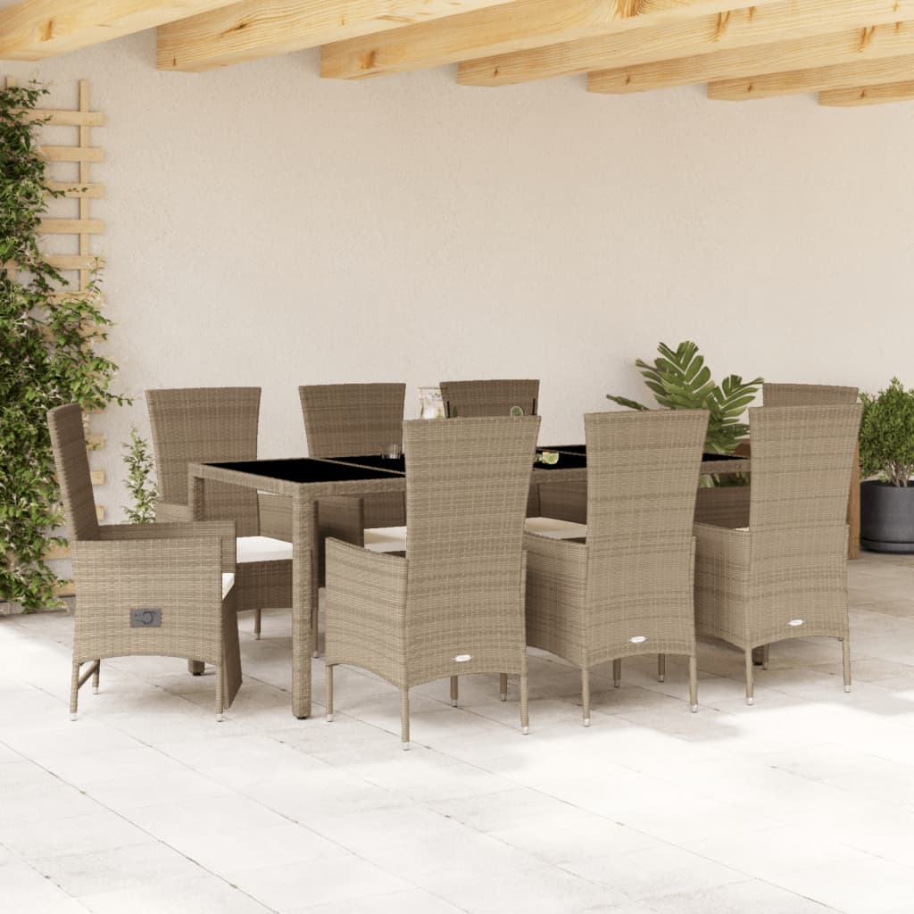 vidaXL 5-piece Garden Lounge Set with Cushions Poly Rattan Beige