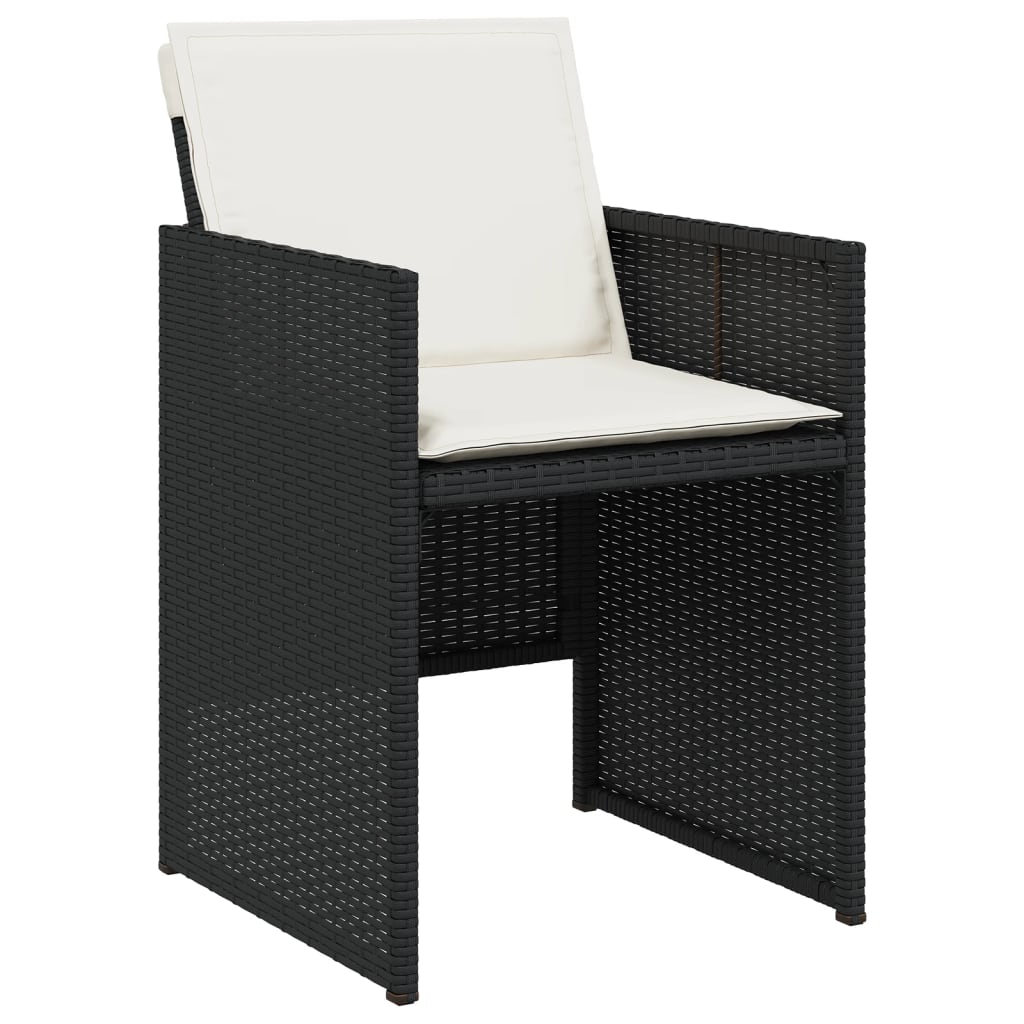 vidaXL 5-piece Garden Lounge Set with Cushions Poly Rattan Black