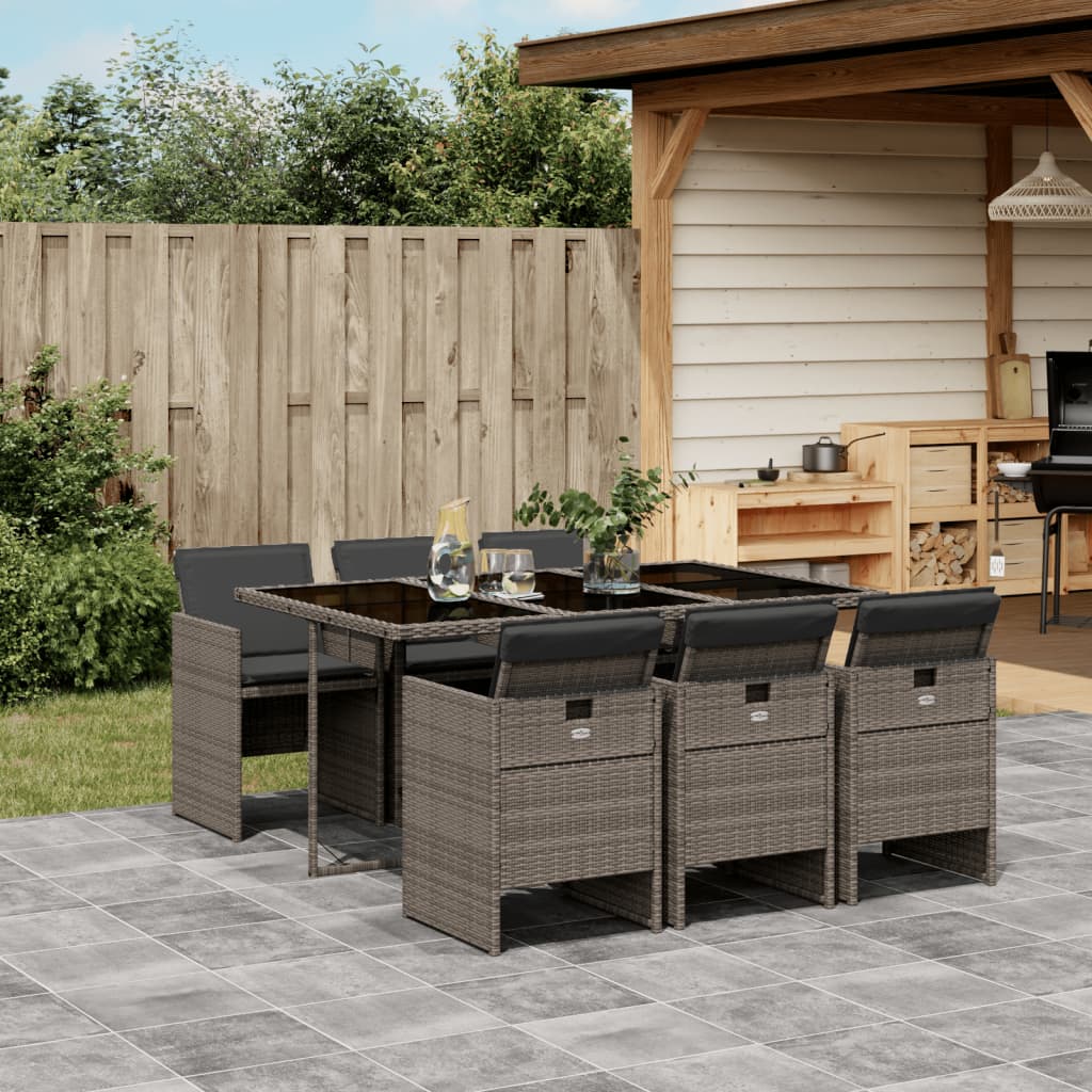vidaXL 5-piece Garden Lounge Set with Cushions Poly Rattan Black