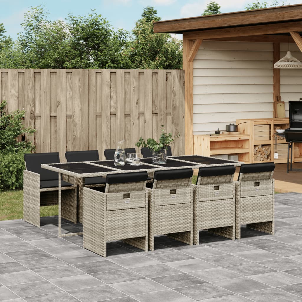 vidaXL 5-piece Garden Lounge Set with Cushions Poly Rattan Black