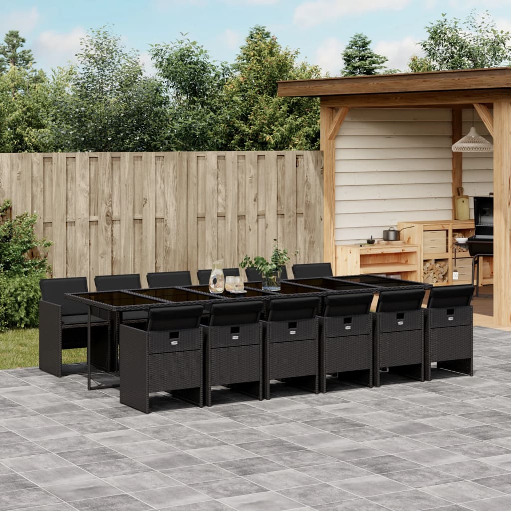 vidaXL 5-piece Garden Lounge Set with Cushions Poly Rattan Black
