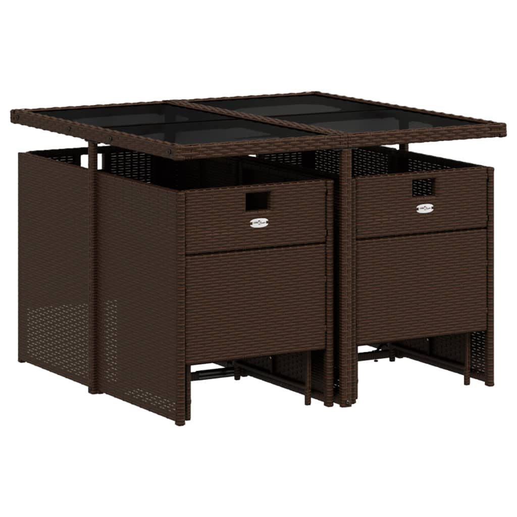 vidaXL 9-delige Tuinset poly rattan zwart