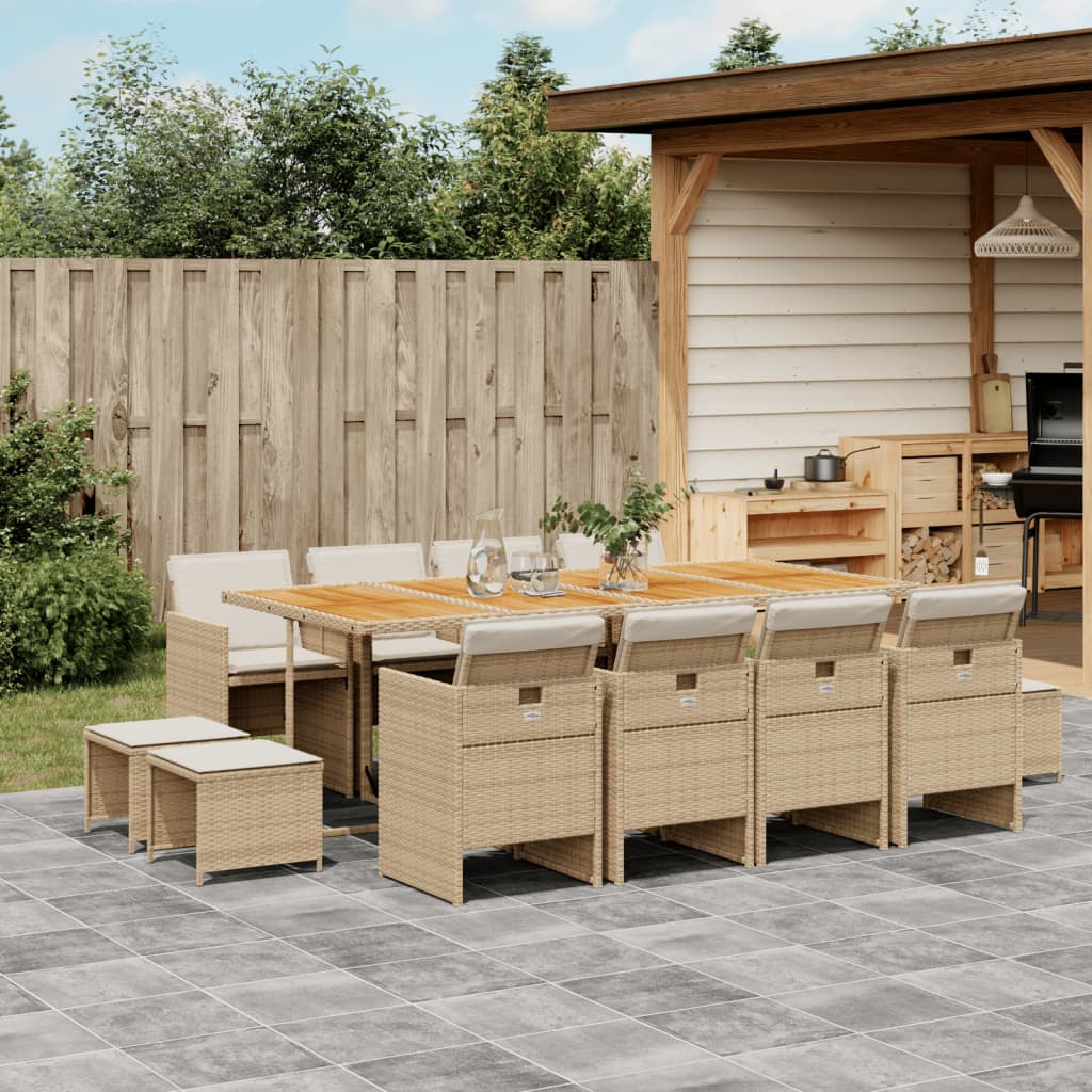 vidaXL 9-delige Tuinset poly rattan zwart
