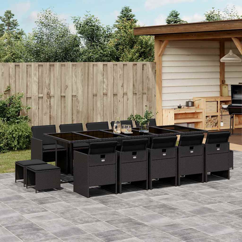vidaXL 9-delige Tuinset poly rattan zwart