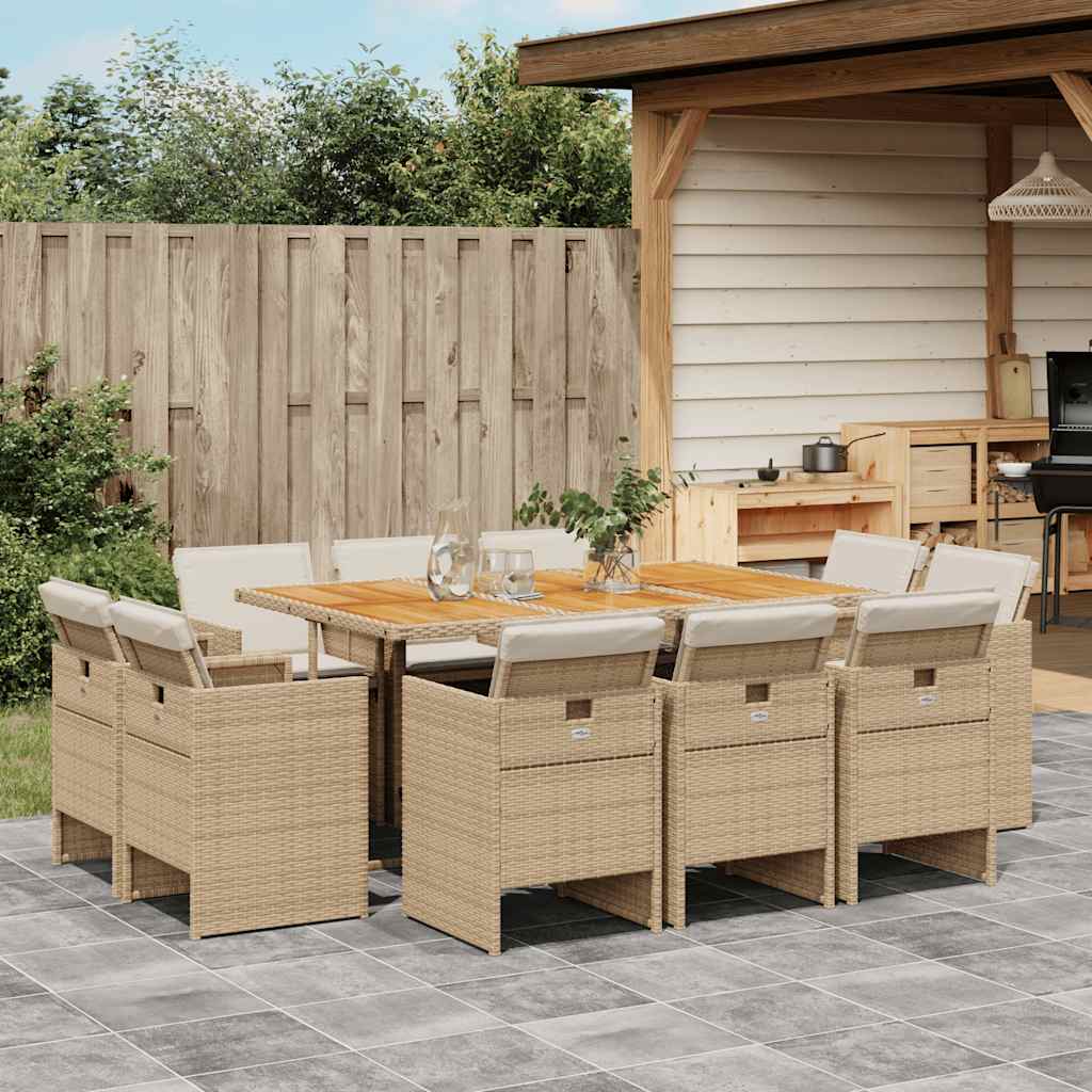 vidaXL 9-delige Tuinset poly rattan zwart
