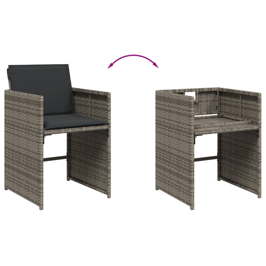 vidaXL 5-delige Tuinset met kussens poly rattan zwart
