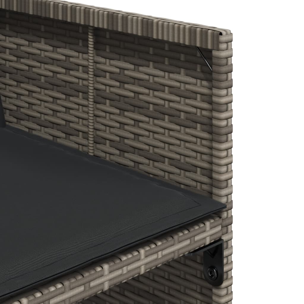 vidaXL 5-delige Tuinset met kussens poly rattan zwart