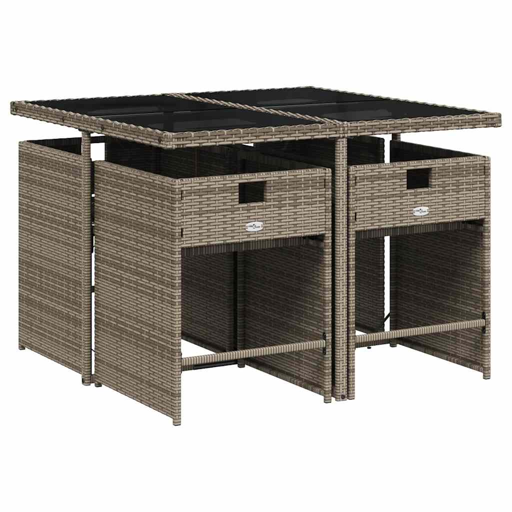 vidaXL 5-delige tuinset met kussens, grijs polyrotan