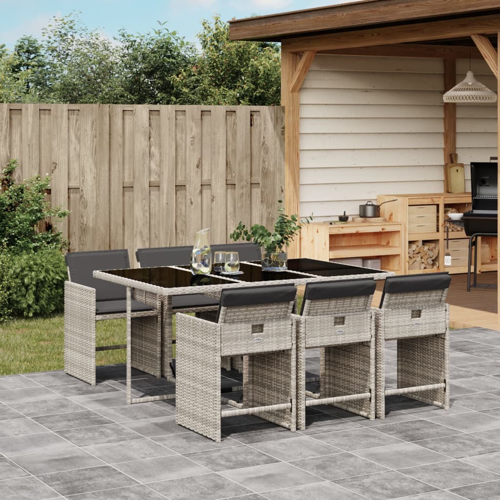 vidaXL 5-delige Tuinset met kussens poly rattan zwart